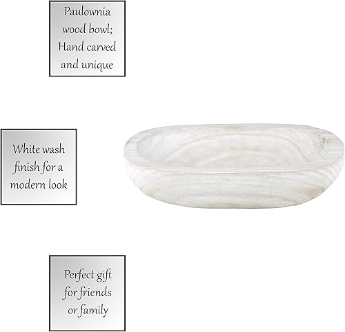 Miniatura 6 de Santa Barbara Design Studio Table Sugar Paulownia - Cuenco de madera de paulownia, 12.25 pulgadas de diámetro, color blanco