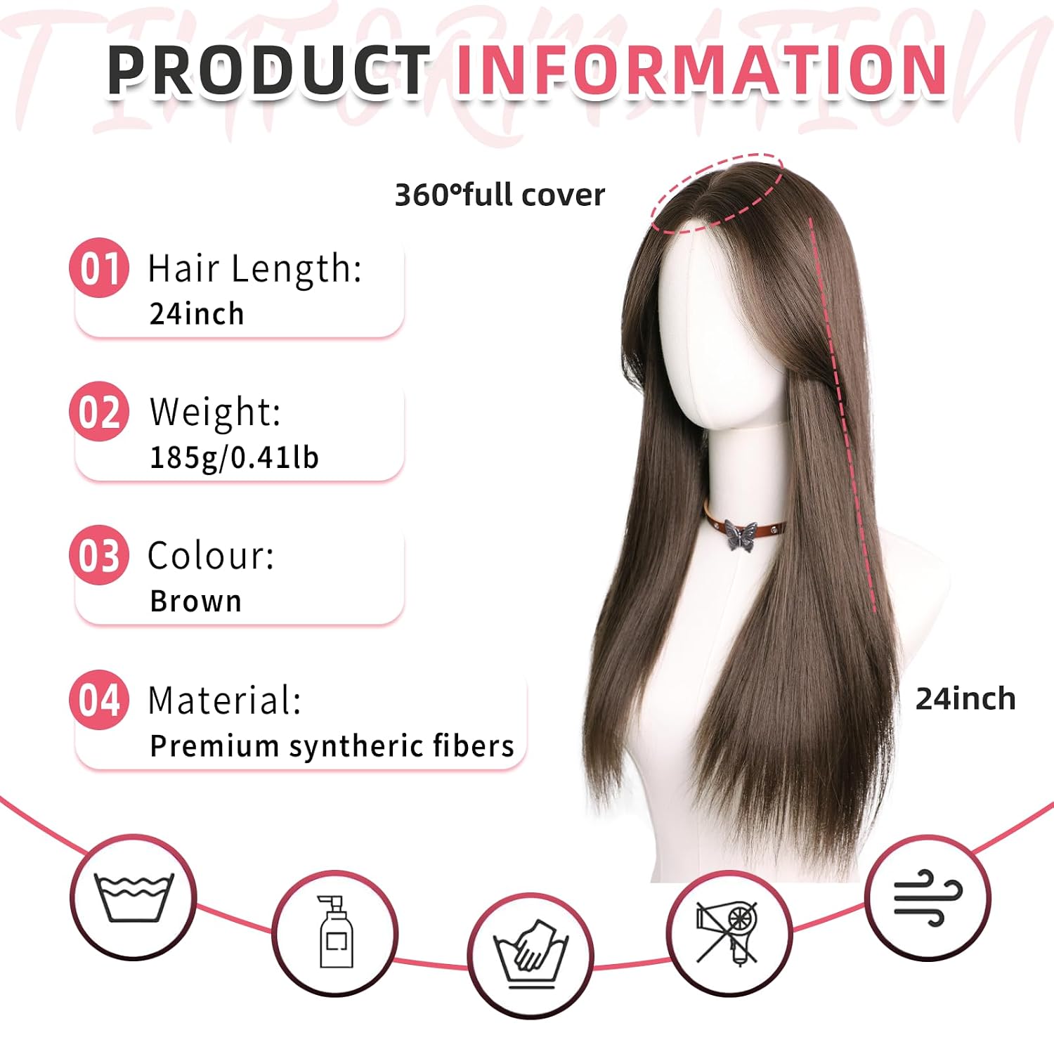24 Inch Toppers Hair Pieces Long Straight Top Hair Pieces Women image 2