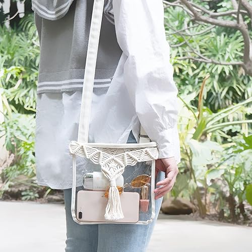 Miniatura 3 de Mkono Bolsa transparente aprobada por el estadio para mujeres, monederos transparentes para conciertos, cruzados con borla para eventos deportivos,