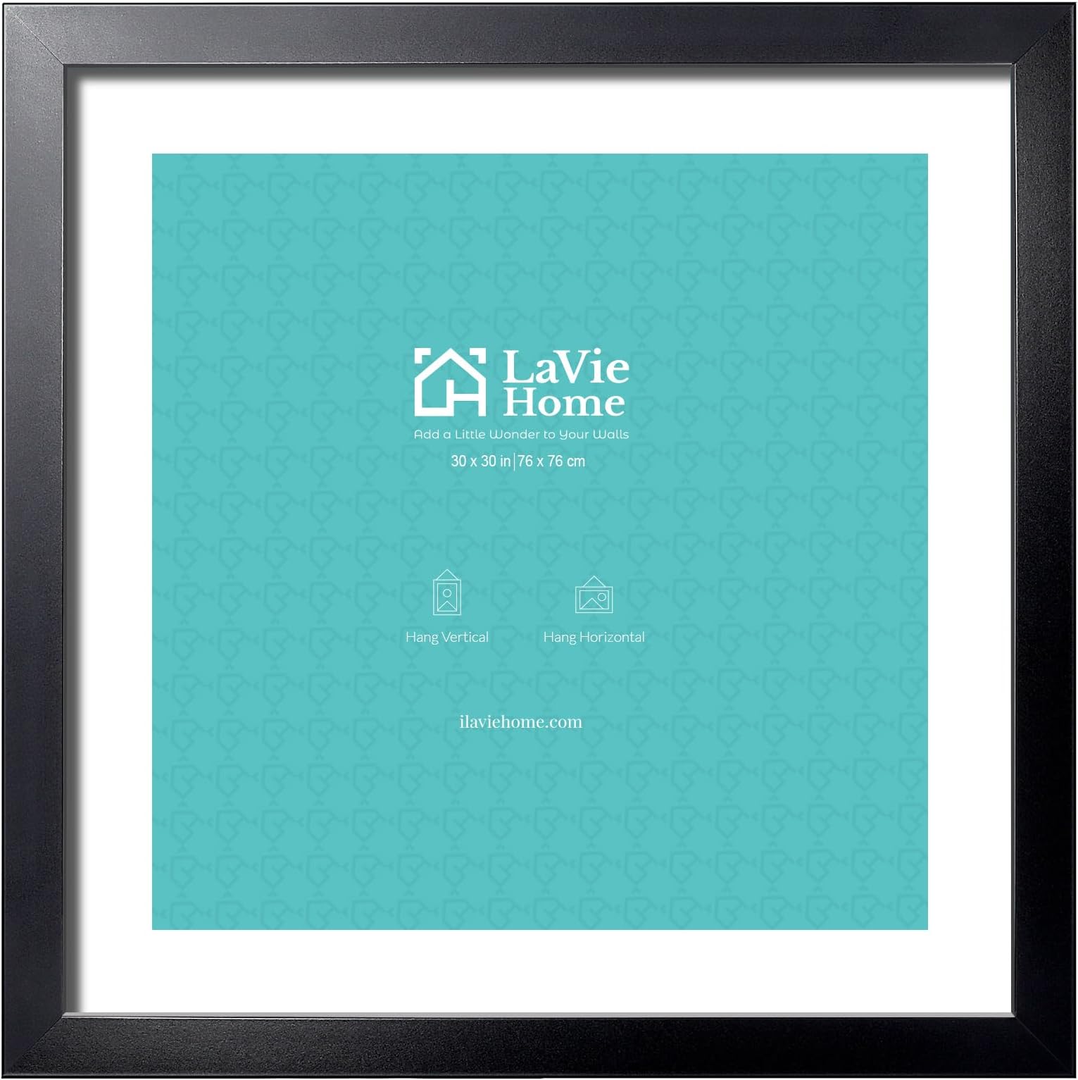 LaVie Home 30 x 30 Picture Frame Black Poster Frame, Display Pictures 24x24 with Mat or 30x30 Without Mat, Stable Frame and Polished Plexiglass, Horizontal and Vertical Format of The Walls