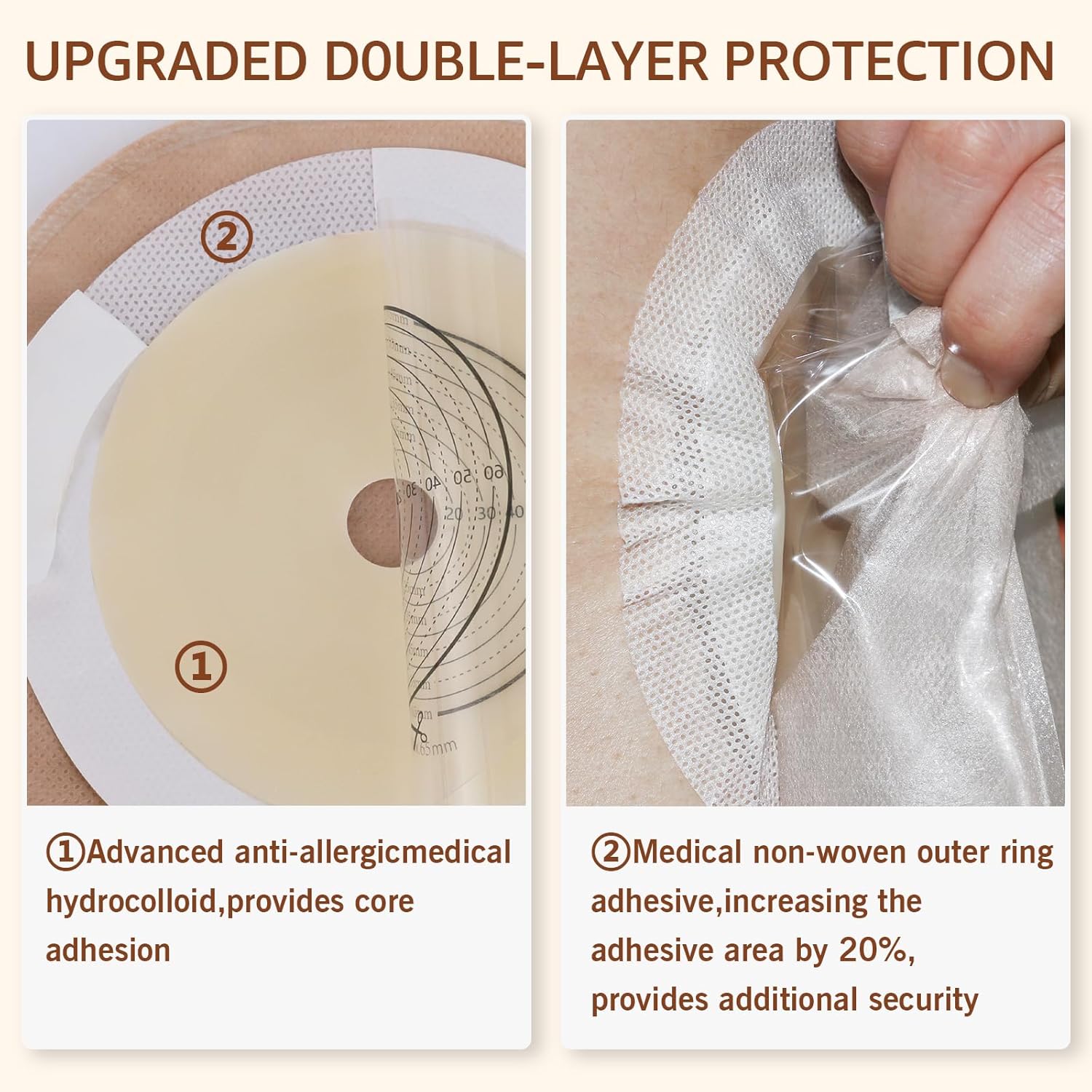 25 PCS Colostomy Bags, Ostomy Supplies,One Piece Drainable Ostomy Pouch with Hook and Loop for Ileostomy Stoma Care,15mm-65mm Cut to Fit