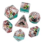 Cusdie 7-Die Dice DND, Polyhedral Dice Set Filled with Animal, for Role Playing Game D&D Dice (Panda w/Bamboo)