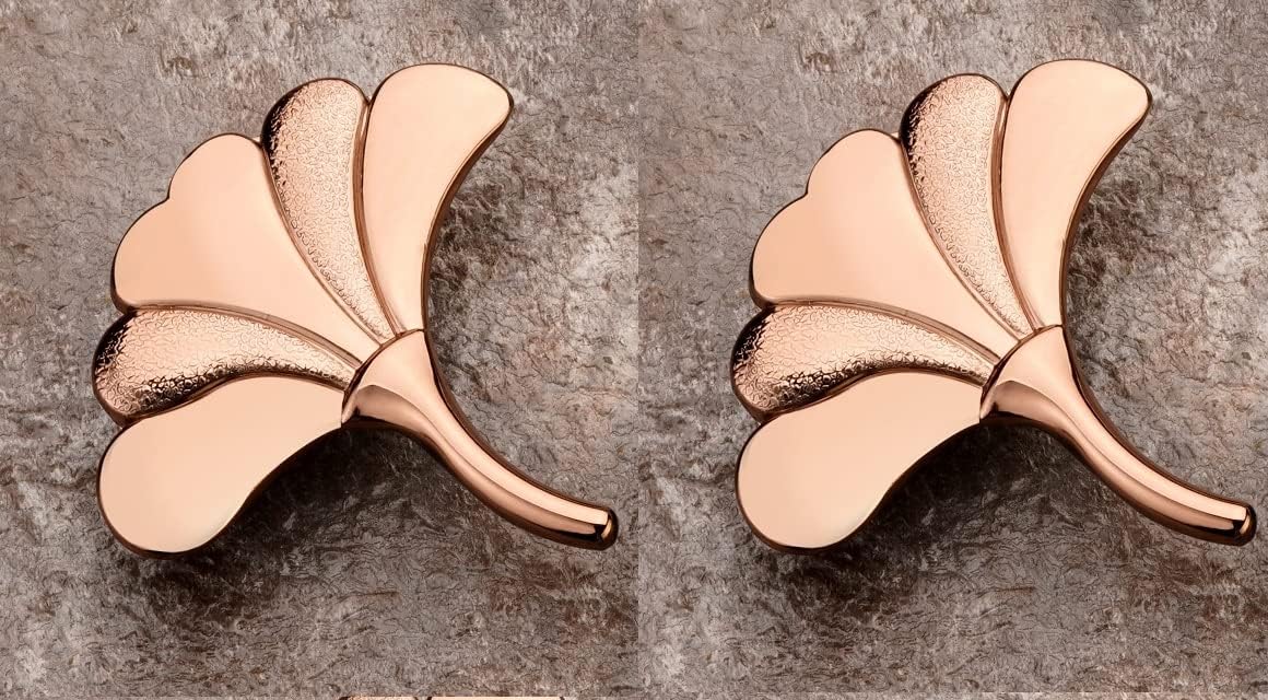 JWL Rose Gold Finish Knob Flower Drawer Pull Set of 2 Knobs for Drawer & Cabinets 2 Pcs