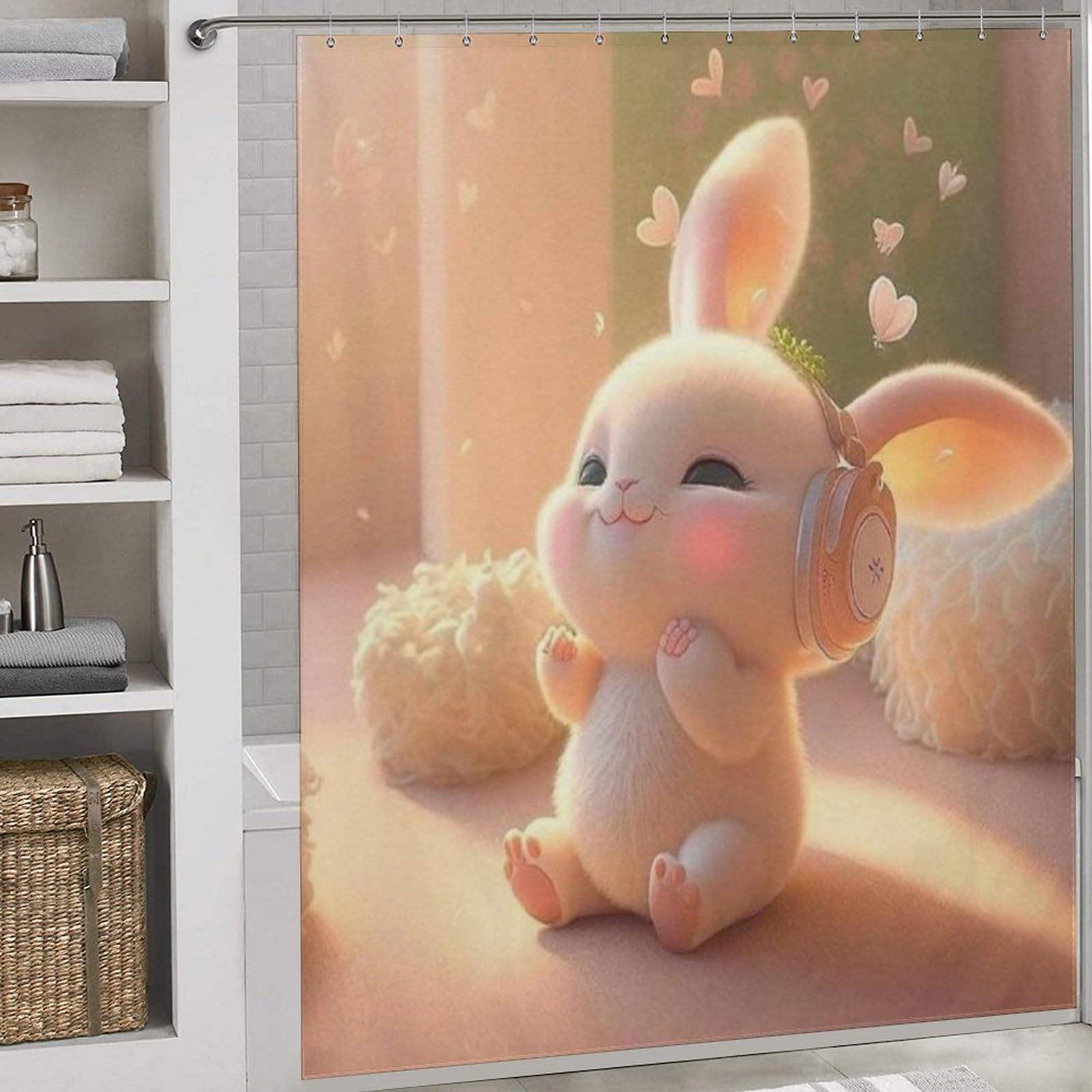 Rideau de douche lapin étanche pour transformer la salle de bain des enfants