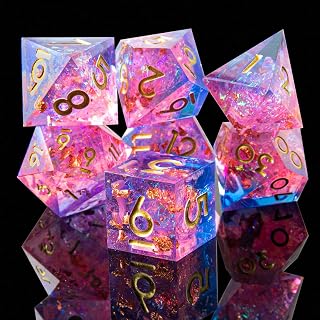Sharp Edge DND Dice Set Handmade 7 Accessories Dice for Dungeons and Dragons TTRPG Games, Multi-Sided RPG Polyhedral Resin Sharp Edge Dice Roleplaying Games