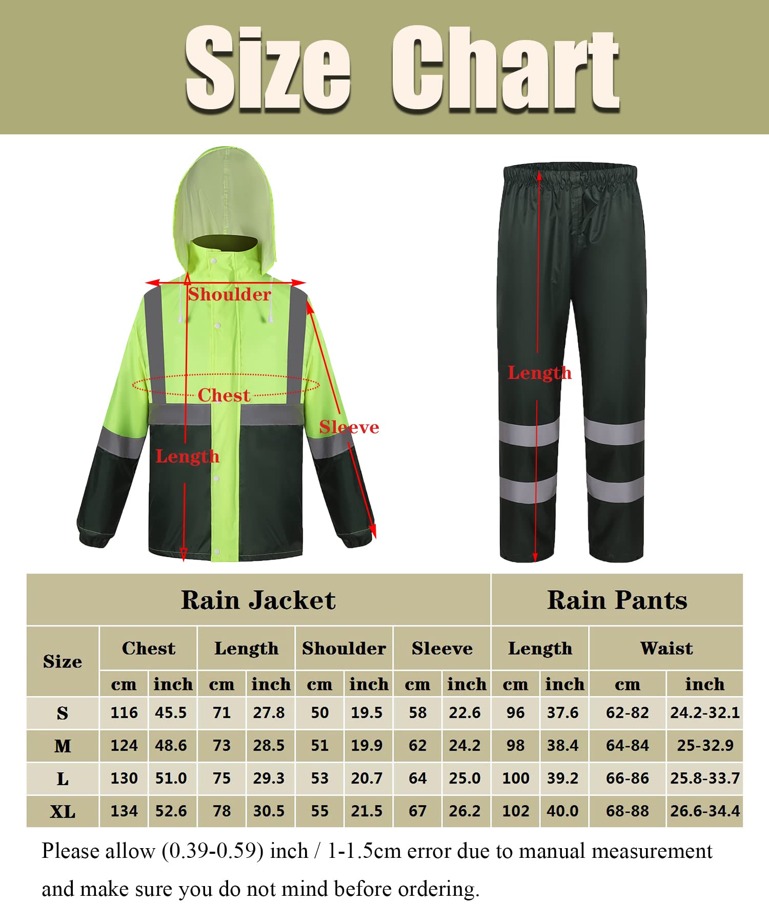 Uomo Tuta da Pioggia Ultra-lite Impermeabile Antivento con Cappuccio Set di Giacca e Pantaloni da Pioggia Lavoro Giacca da Ciclismo Pesca Abbigliamento antipioggia Giacca