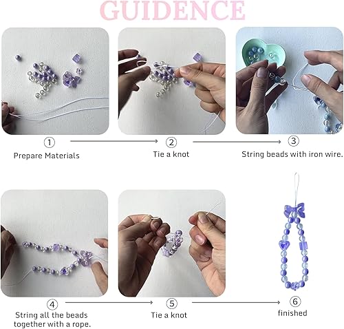 Miniatura 6 de SHUANGART Kit de 252 piezas de cadena de teléfono, abalorios para teléfono celular, juego de correa de muñeca con cuentas acrílicas surtidas en