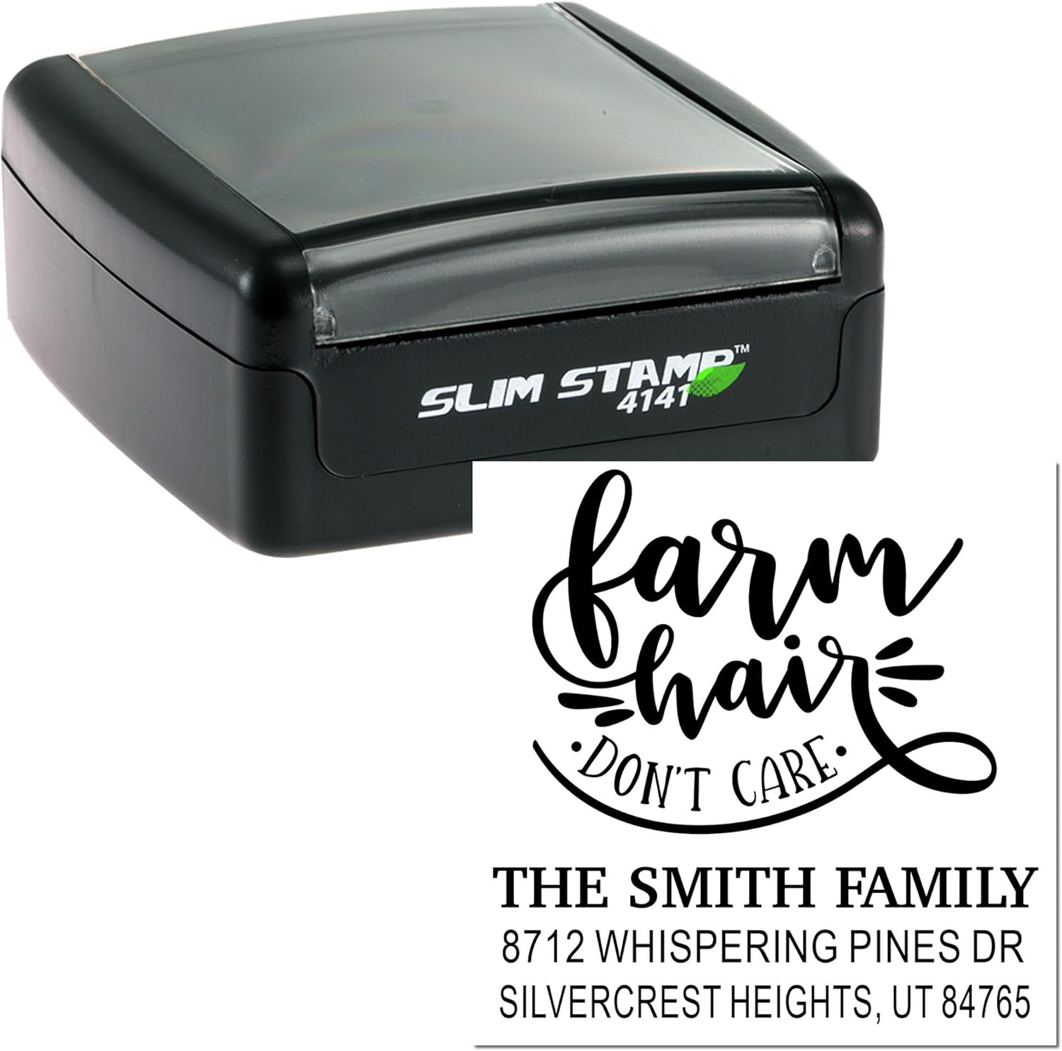 Farm Hair Chic, Cowgirl Farm Hair Chic Rubber Stamp for Letters, Standard 1-5/8 Square Wood Handle, Customizable Three-Line Design, Crafters, Ranchers, and Enthusiasts