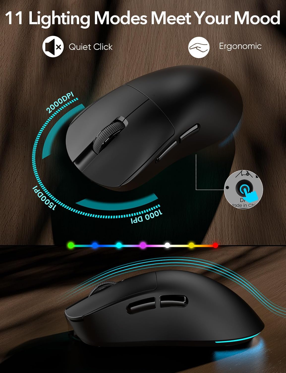 Wireless Keyboard and Mouse Backlit - Typewriter Keyboard with Magnetic Wrist Rest, Retro Round Keycaps, Light Up Letters, 2.4GHz Cordless Combo for Mac, Windows, PC, Laptop, Trueque [Upgraded] - Image 5