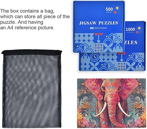 Miniatura 7 de GOODOLD Rompecabezas de tótem de elefante para adultos y niños de 1000 piezas, rompecabezas de madera, juegos familiares felices ideales