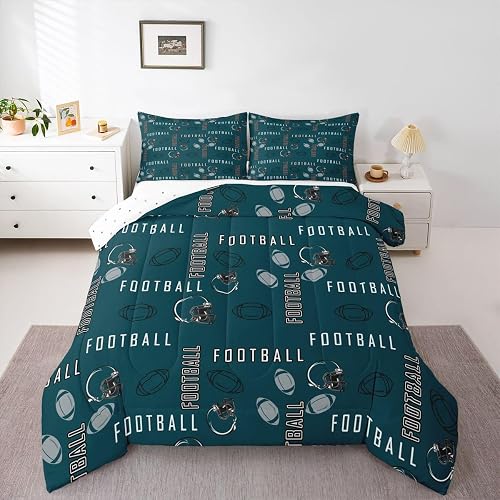 jejeloiu Football Rugby Sports Comforter Set King Size for Boys Girls Teens