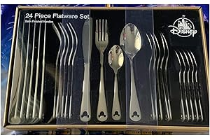 Disney Parks Mickey Mouse Icon Silhouette 24-Piece Satin Finish Silverware Flatware Set