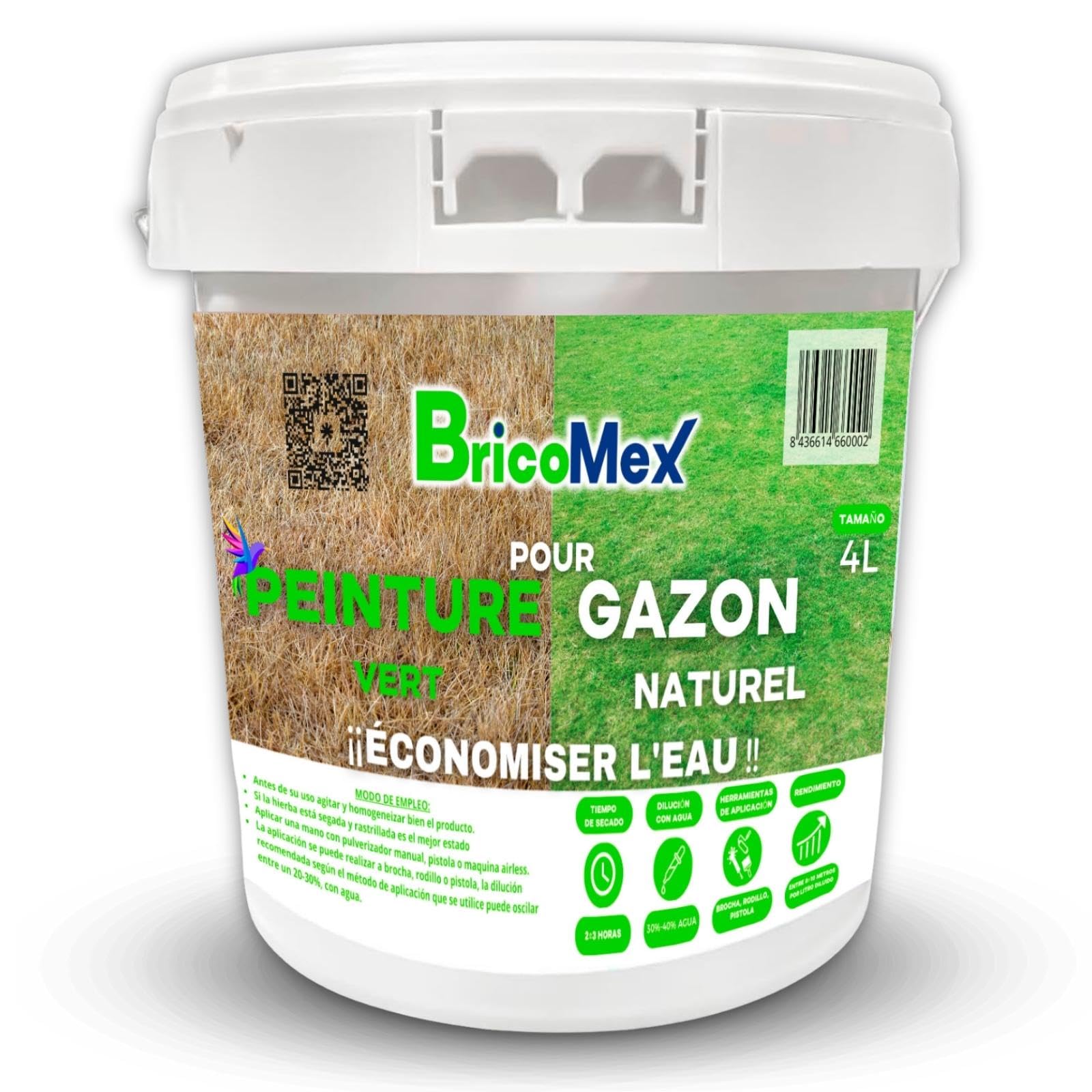 Peinture pour Gazon | Vert Pelouse | Herbe Verte | 100% Biologique | Une Mise en œuvre Facile (4 Litres)