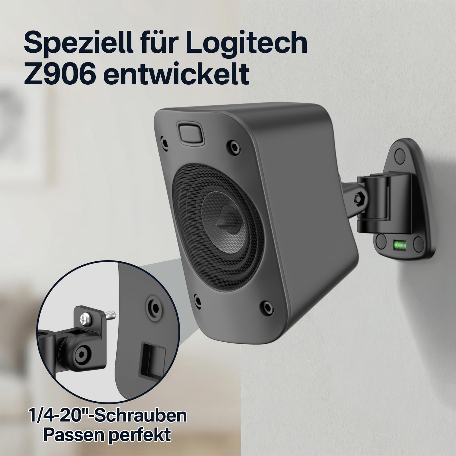 Regulowany uchwyt głośnikowy do głośników satelitarnych Logitech Z906 – wytrzymałe mocowania głośników do uchwytu ściennego Logitech Z906, para