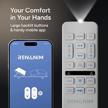 إطار سرير ذكي قابل للتعديل مع تدليك كهربائي مزدوج - USB، إضاءة أسفل السرير، انعدام الجاذبية، التحكم في التطبيق، إمالة الرأس والقدم، قاعدة قابلة للإمالة Twin XL
