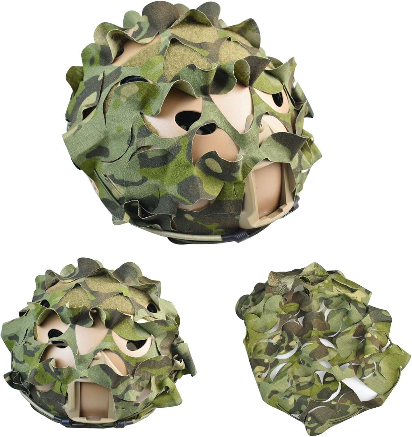 Updated Version Camo Helmet Cover, Military Tactical Fast Cloth Airsoft Breathable Mesh Cover for Ops-Core PJ/MH Fast Helmet in Size M/L