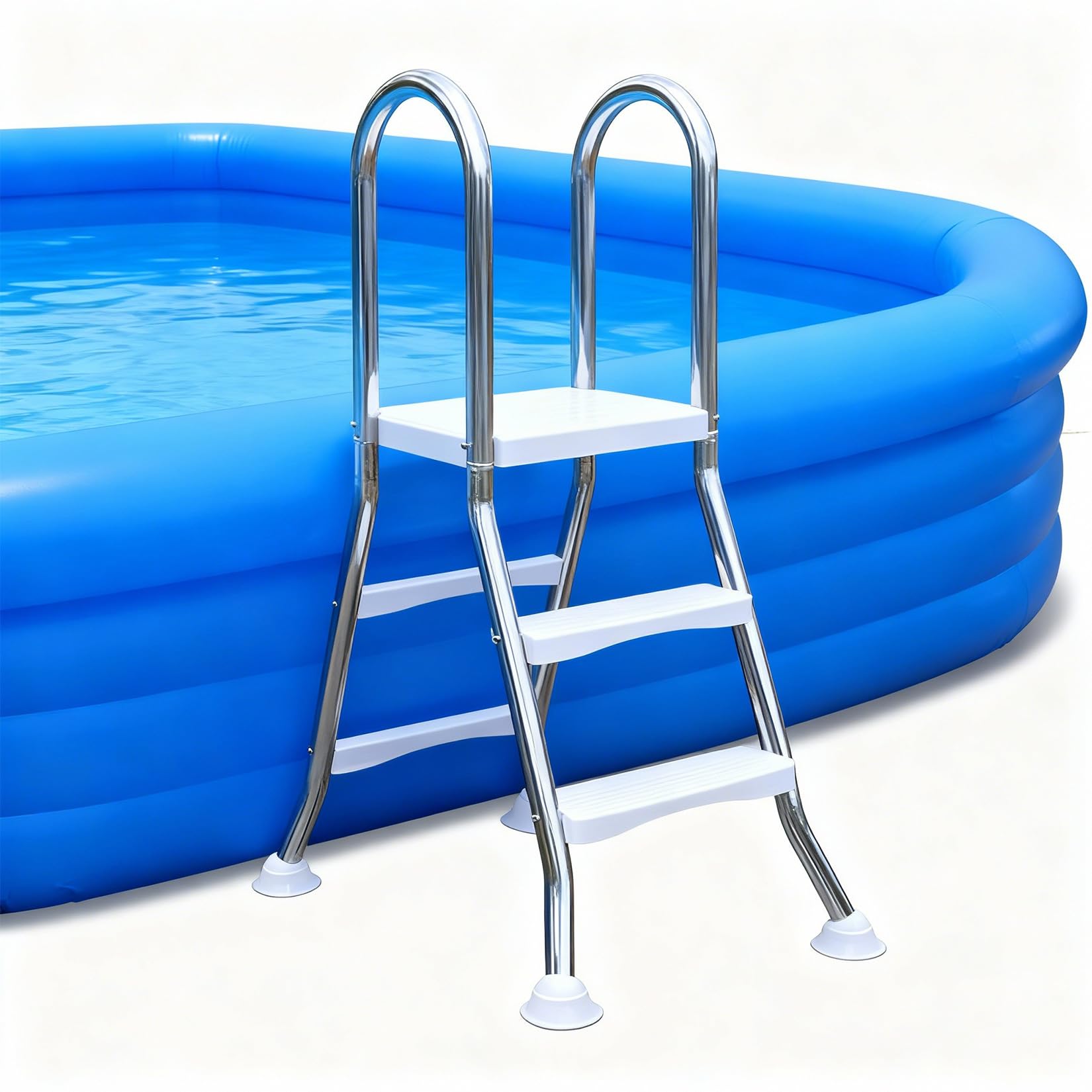 BOTOWI Scala per Piscina Fuori Terra Pesante, Struttura in Acciaio Inossidabile 304, Scala da Nuoto con capacità di 250 kg, Solo Scala a Doppia entrata e Uscita Antiscivolo,2 Step 33 inch 85cm