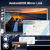 Vista 4 de Estéreo de coche de doble DIN, radio de pantalla táctil de 7 pulgadas con CarPlay Android Auto Reproductor multimedia para coche, espejo Link