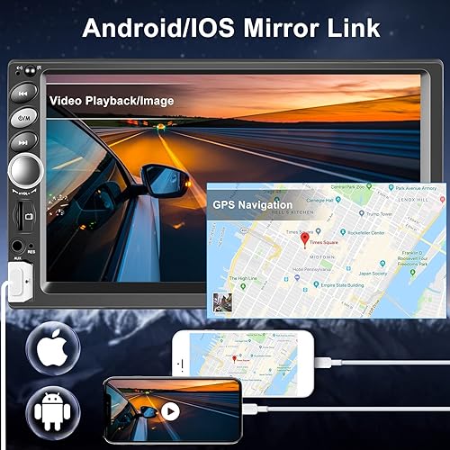 Miniatura 4 de Estéreo de coche de doble DIN, radio de pantalla táctil de 7 pulgadas con CarPlay Android Auto Reproductor multimedia para coche, espejo Link