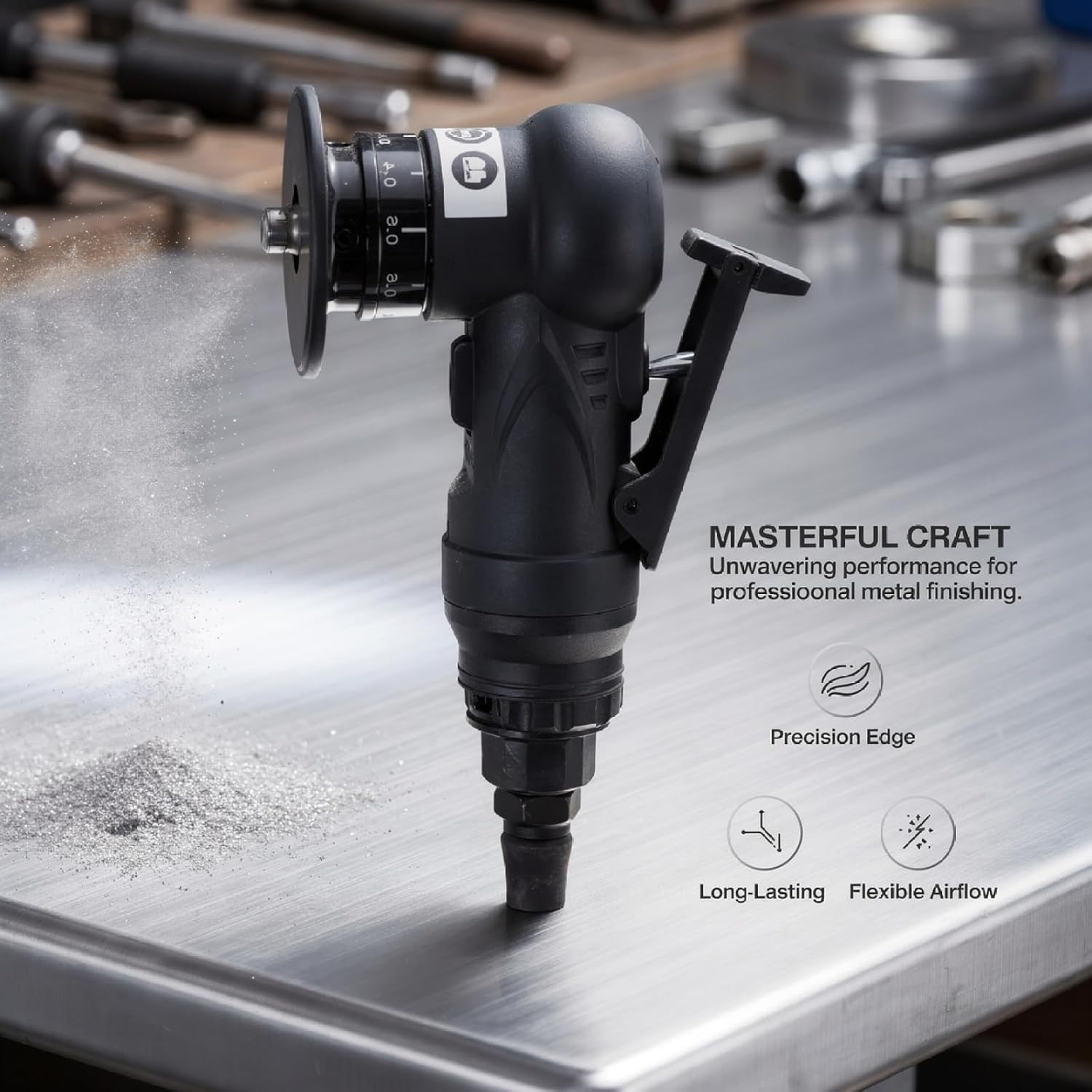Pneumatic Air Chamfering Machine, Handheld 45 Degree Deburring Tool, Tungsten Carbide Cutter Head, 0.004-0.06 in Adjustable, Metal Edge Trimming