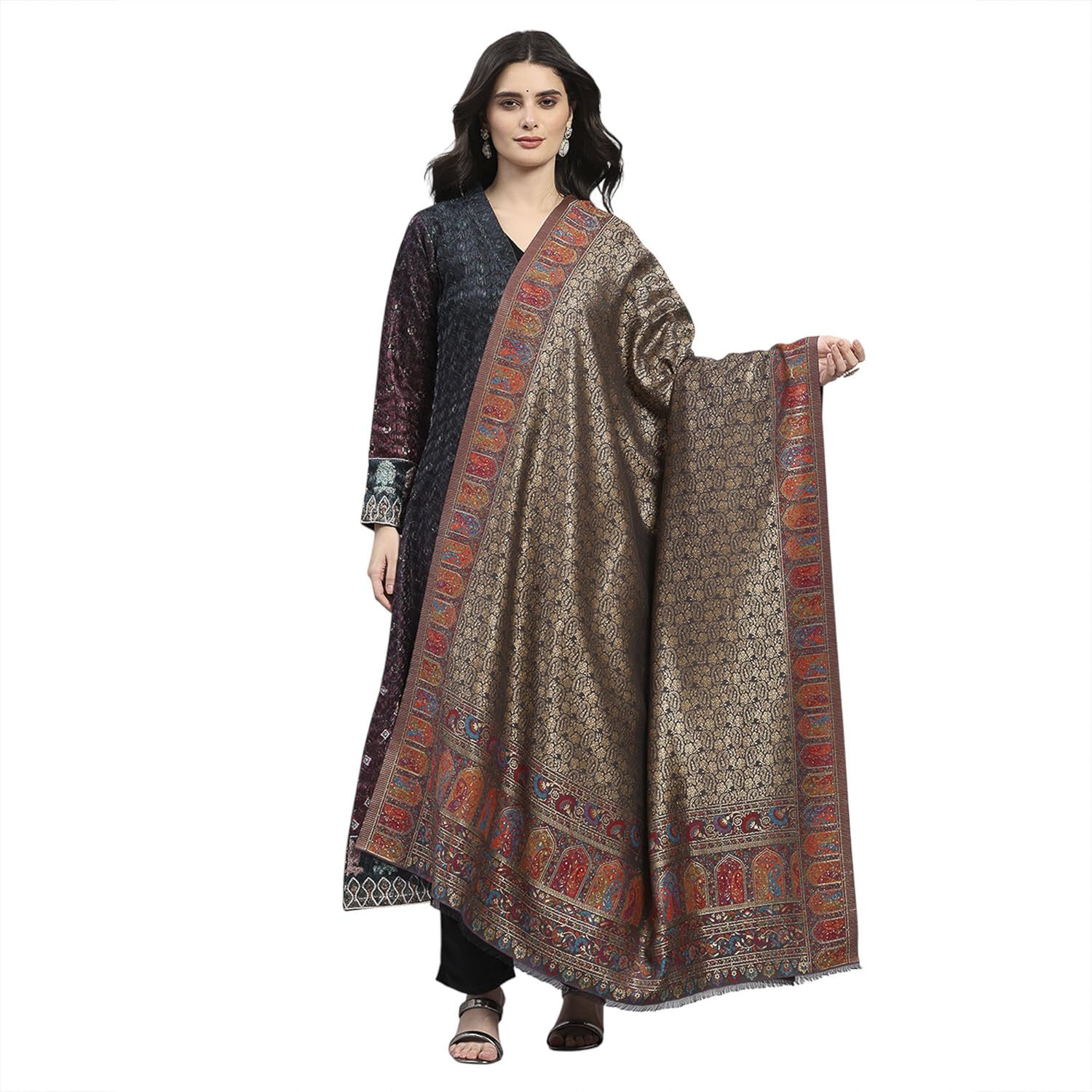 monte carlo Women’s Winter Shawl | Self Design Pattern | Cozy Warm | Stylish Fashionable Winter Accessory | Elegant Wrap For Women | Warm Stole for Ladies Multi Free Size(Pack 1)-picture-32