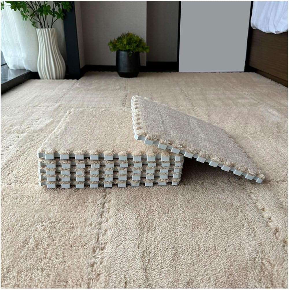 Mata do układania puzzli Mata podłogowa z puzzli piankowych, zestaw płytek dywanowych blokujących 12 sztuk wielokolorowych 12x12 cali(Khaki)