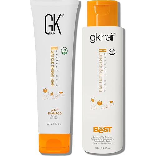 GK HAIR Global Keratin Professional Brazilian Keratin Hair Treatment Kit (100ml/3.4 Fl. Oz.) With PH shampoo- The Best Smoothing & Strengthening to make Hair Healthy - Formaldehyde free, Sulfate-free