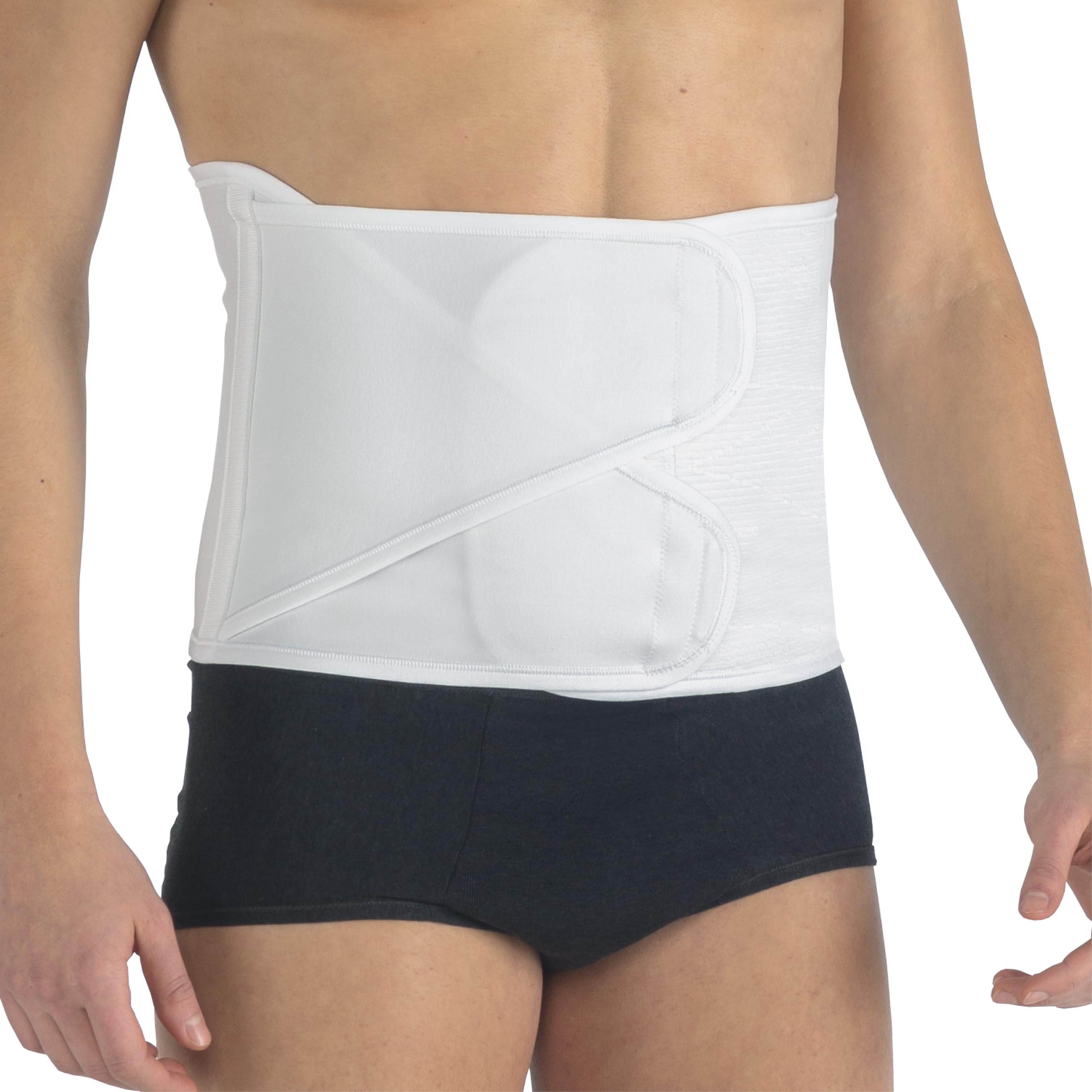 PAVIS - Fascia Addominale Anatomica Unisex – Altezza 24 cm – Taglia XXXL – Colore Bianco – Regolabile – Post-Operatorio per Contenzione Addominale – Traspirante e Anallergica – Made in Italy