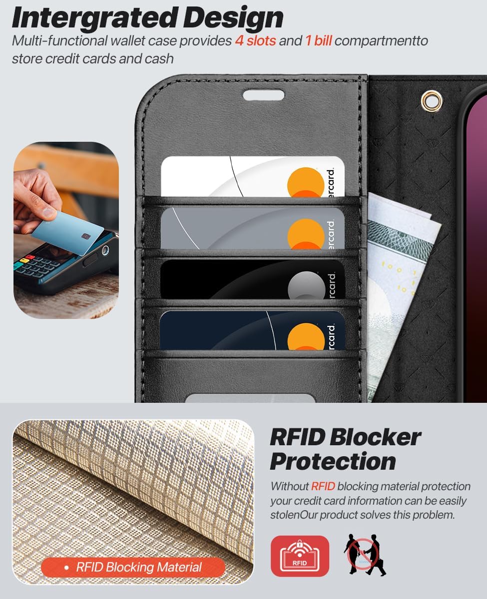 OCASE for iPhone 16 Pro Max Case Detachable Wallet Case with Card Holder, 2 in 1 Pu Leather Flip Folio with RFID Blocking Stand Wrist Strap Shockproof Phone Cover 6.9 Inch 2024, Graphite - Image 5