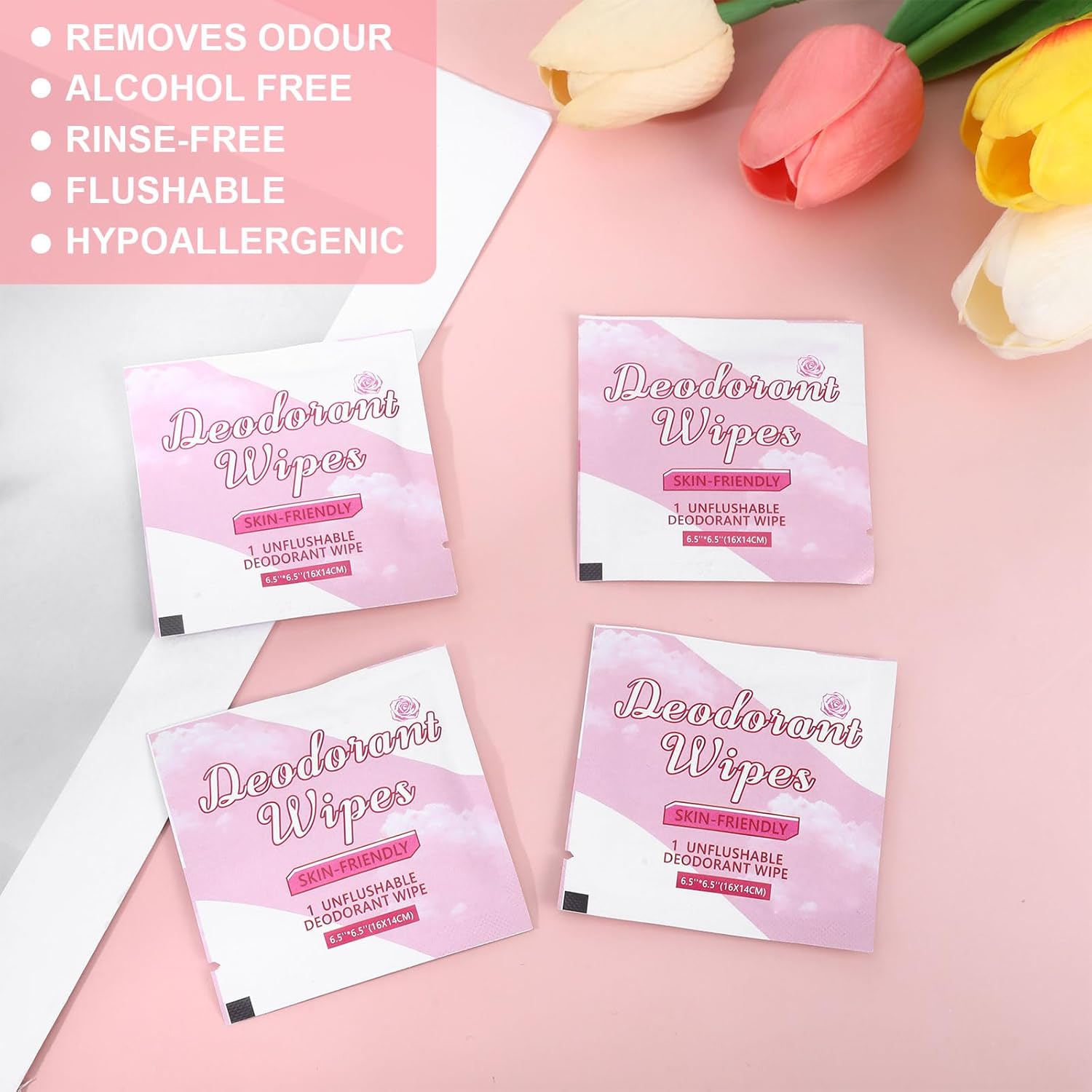 200Pcs Travel Deodorant Wipes, Travel Size Mini Deodorant Wipes Bulk for Homeless Individually Wrapped, Body Cleaning Supplies for Women Wet Armpit for Body Cleaning Rose for Christmas - Image 6