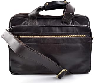 Genuine italian leather shoulder messenger bag ipad laptop women men notebook leatherbag bag satchel crossbody business executive bag dark brown