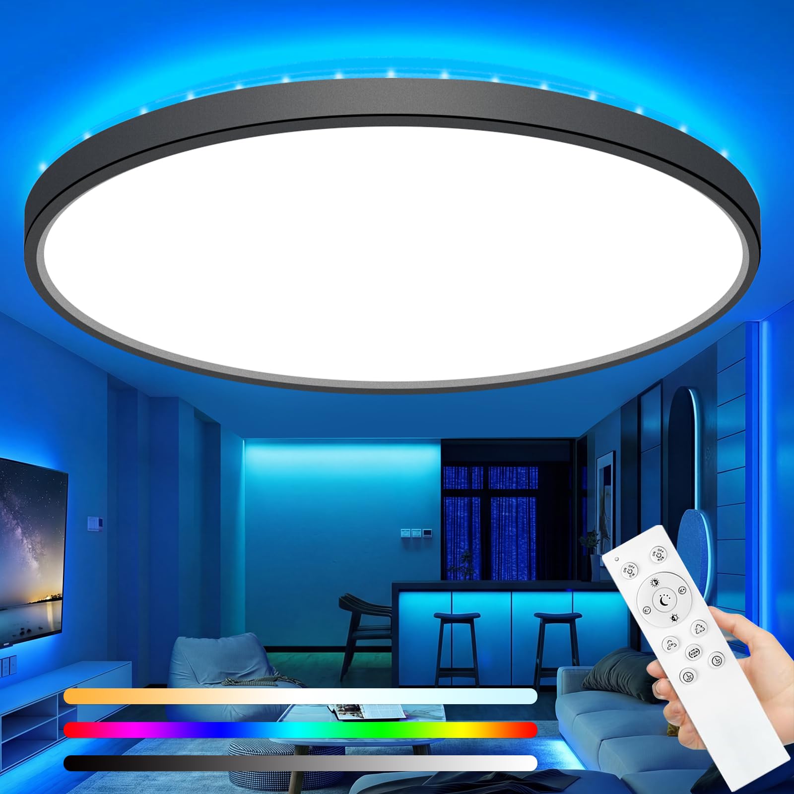 zemty 36W 3600LM LED Deckenleuchte RGB Farbwechsel