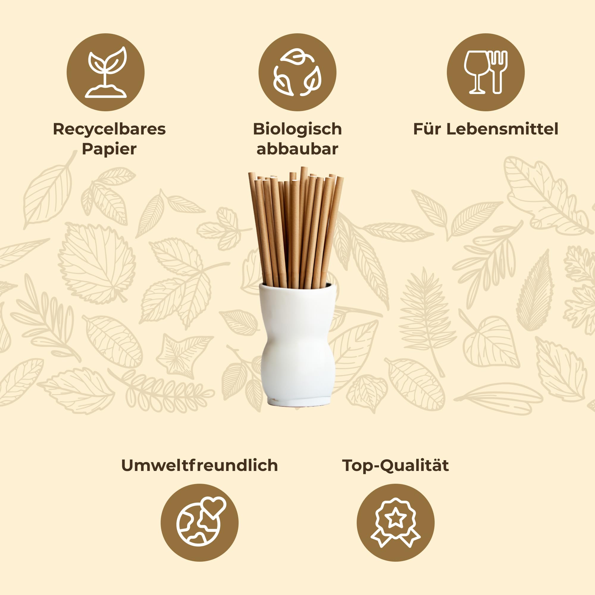 Dreamil Papierstrohhalme 100 Stück - Bunt Gestreifte Bio Trinkhalme 19,7cm