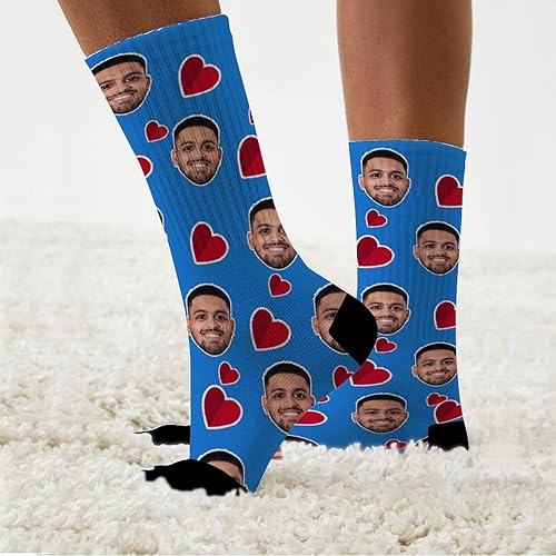 Miniatura 5 de Glohox Calcetines de cara personalizados con imagen  Fotos personalizadas, calcetines de cara familiar para hombres y mujeres