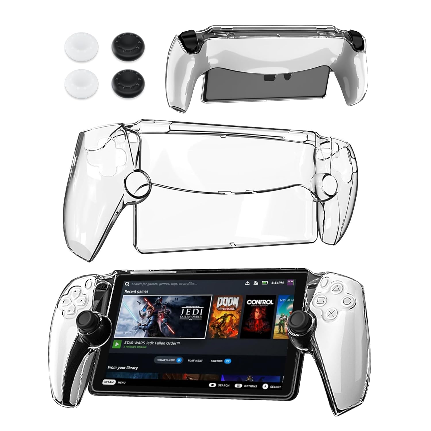 RHOTALL Protective Case for PlayStation Portal Remote Player Clear PC Hard Cover Case with Ergonomic Design for PS