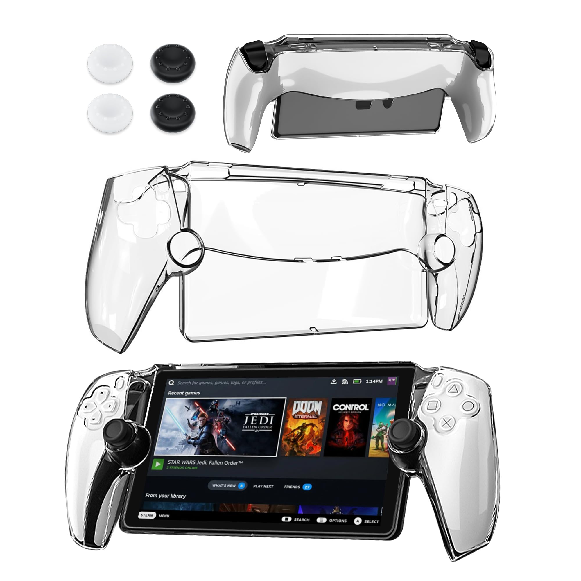 RHOTALL Clear Protective Case for PlayStation Portal Remote Player PC Hard Cover Case with Ergonomic Design for PS