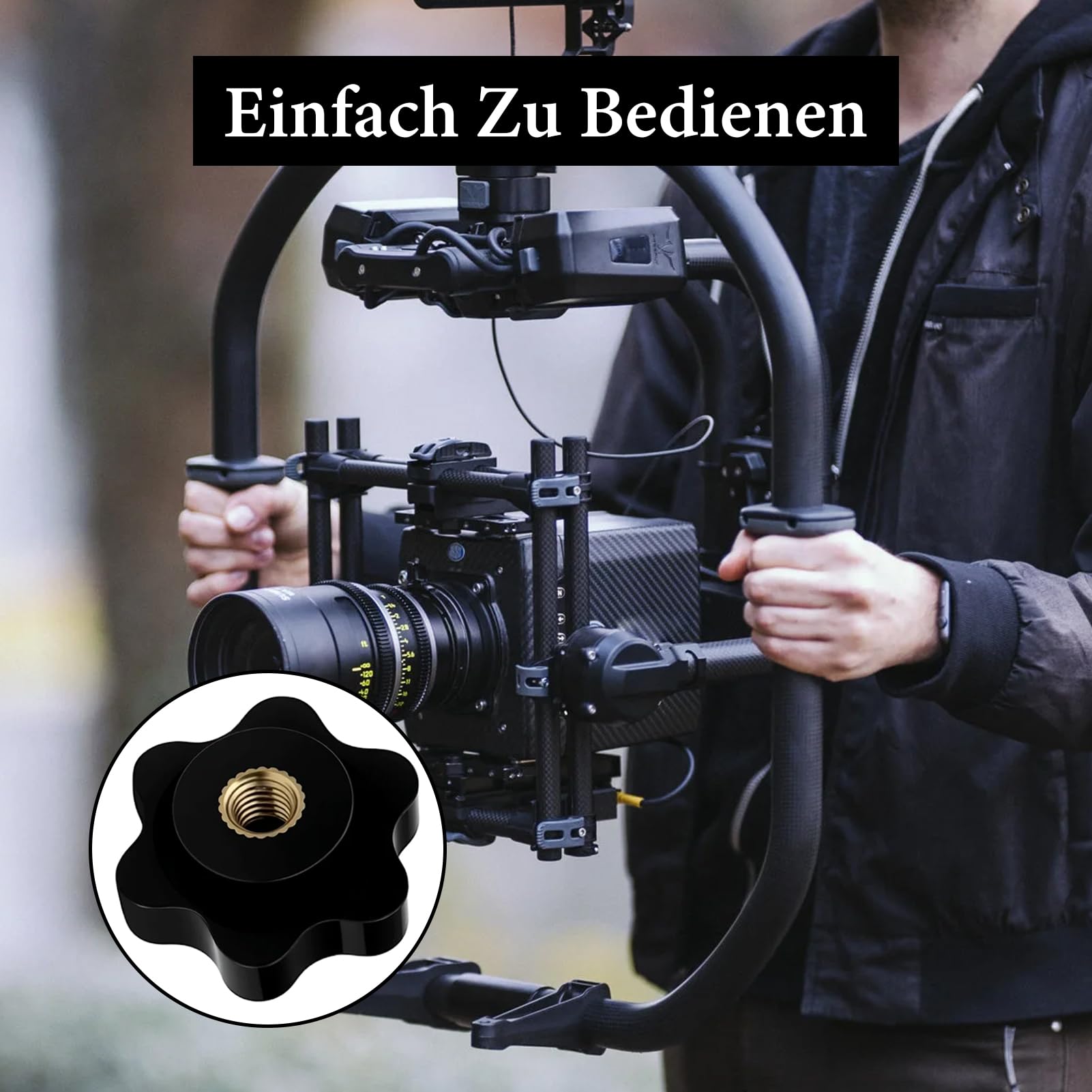 8 pezzi dadi a stella M5, diametro 25 mm, perno filettato con manopola, dadi di serraggio a stella, nero, per mobili, attrezzature fitness, impianti industriali