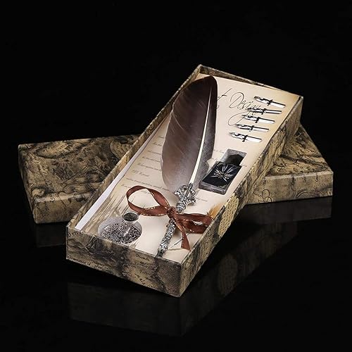 Miniatura 8 de Juego de bolígrafos de inmersión antiguos, juego de bolígrafos de inmersión de caligrafía, bolígrafo de inmersión de tinta para escribir con 5