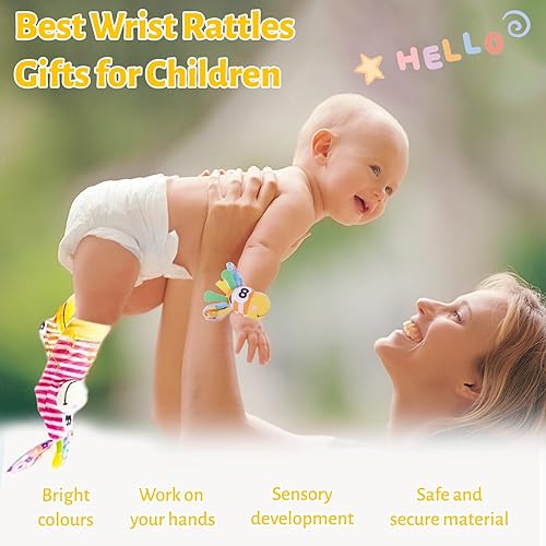 Vista 6 de Sonajeros de muñeca para bebé, juguetes sensoriales suaves para bebés, sonajeros de animales de dibujos animados, juguete de desarrollo temprano