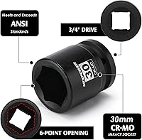 Vista 2 de MIXPOWER Zócalo de impacto poco profundo de 3/4", 1.181 in, CR-MO, métrico, 6 puntos, tuerca de eje de grado de impacto para una fácil extracción