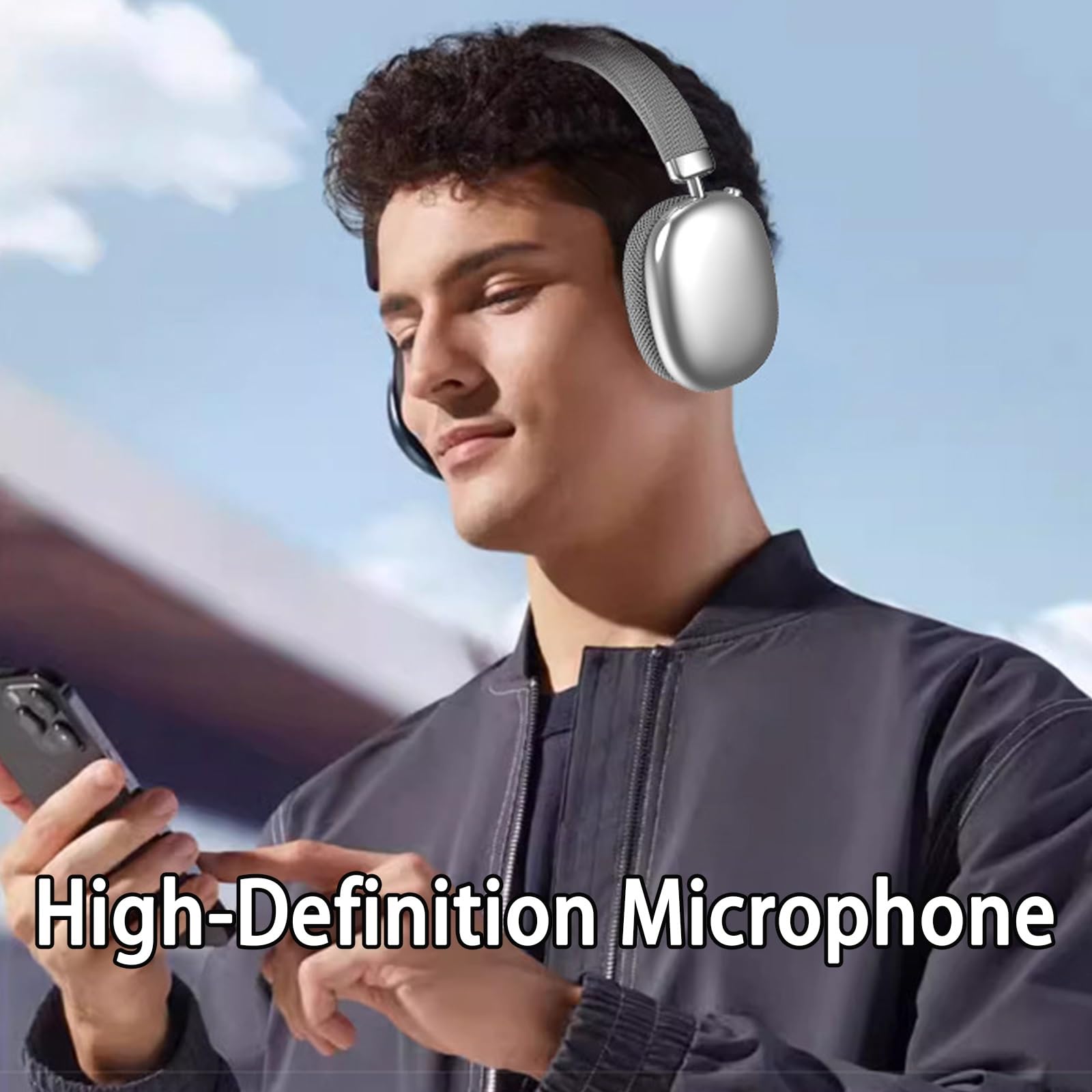 Luvant Casque Antibruit, sans Fil Supra-Auriculaire avec Microphone, Bluetooth 5.4, Audio HiFi, 12 Heures De Lecture, Ajustement Confortable for La Course, Les Jeux, Salle Sport, L'avion