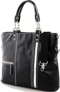 Diablo KA-003 Men's Tote Bag, Shoulder Bag, 2-Way 3style Bag (Black x Silver), Black