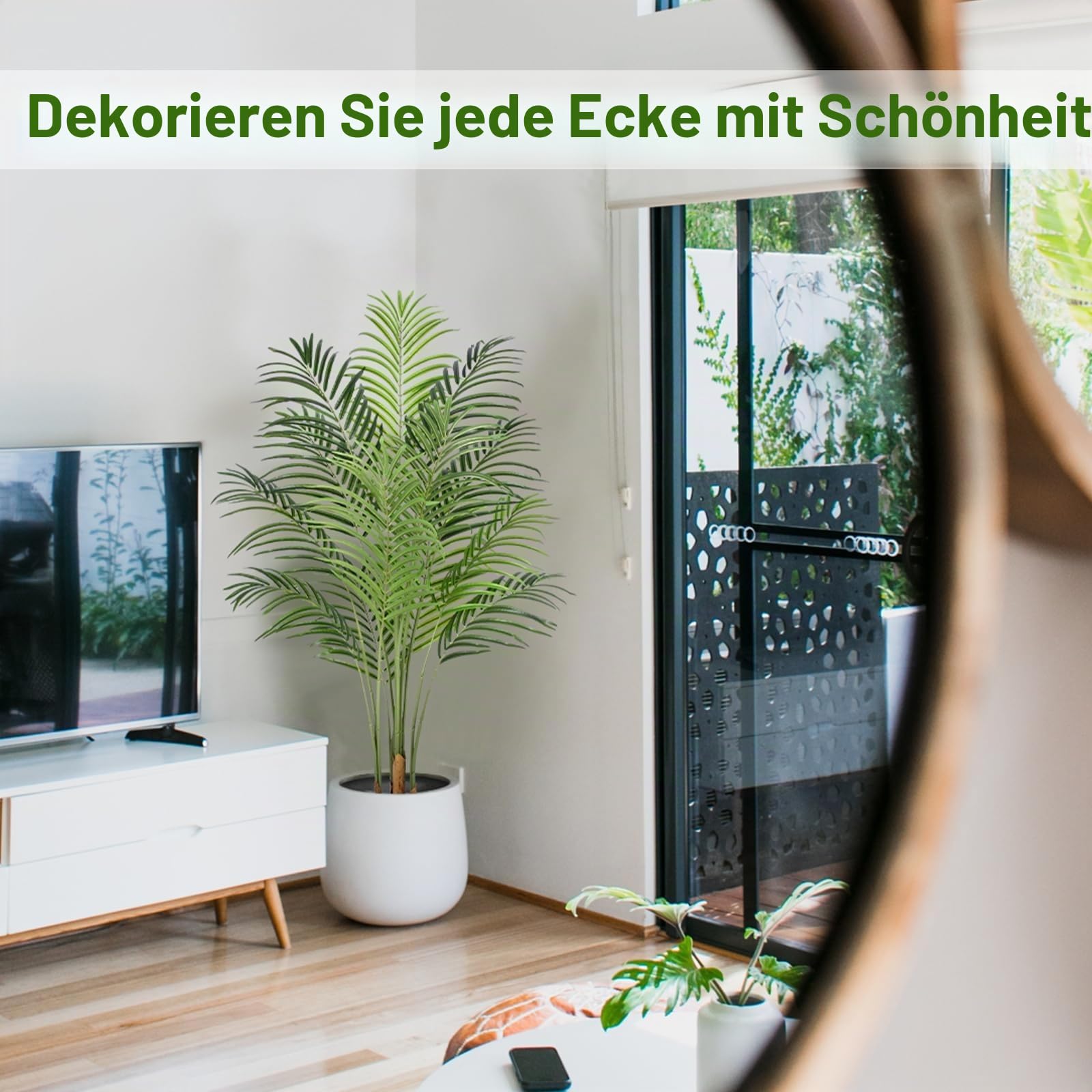 Künstliche Pflanzen groß 120cm Kunstpflanze im Topf Plastik Künstliche Palme wie echt Fake Pflanzen deko für Wohnzimmer Balkon Schlafzimmer Büro Perfektes Einweihungsgeschenk (1 Pack)