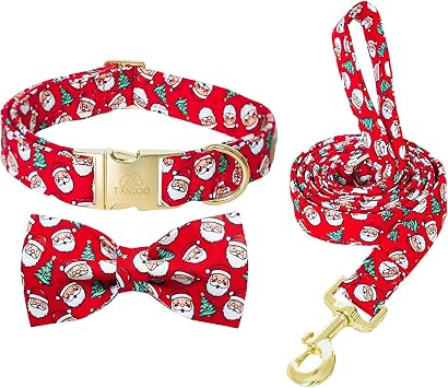 Tunkoo Christmas Dog Collar & Leash Bundle, S