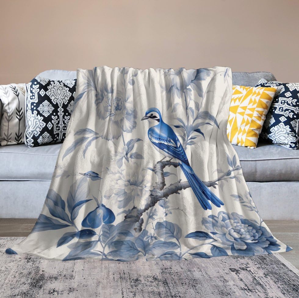Amazon.com: Blanket Blue and White Chinoiserie Vintage FloralSoft