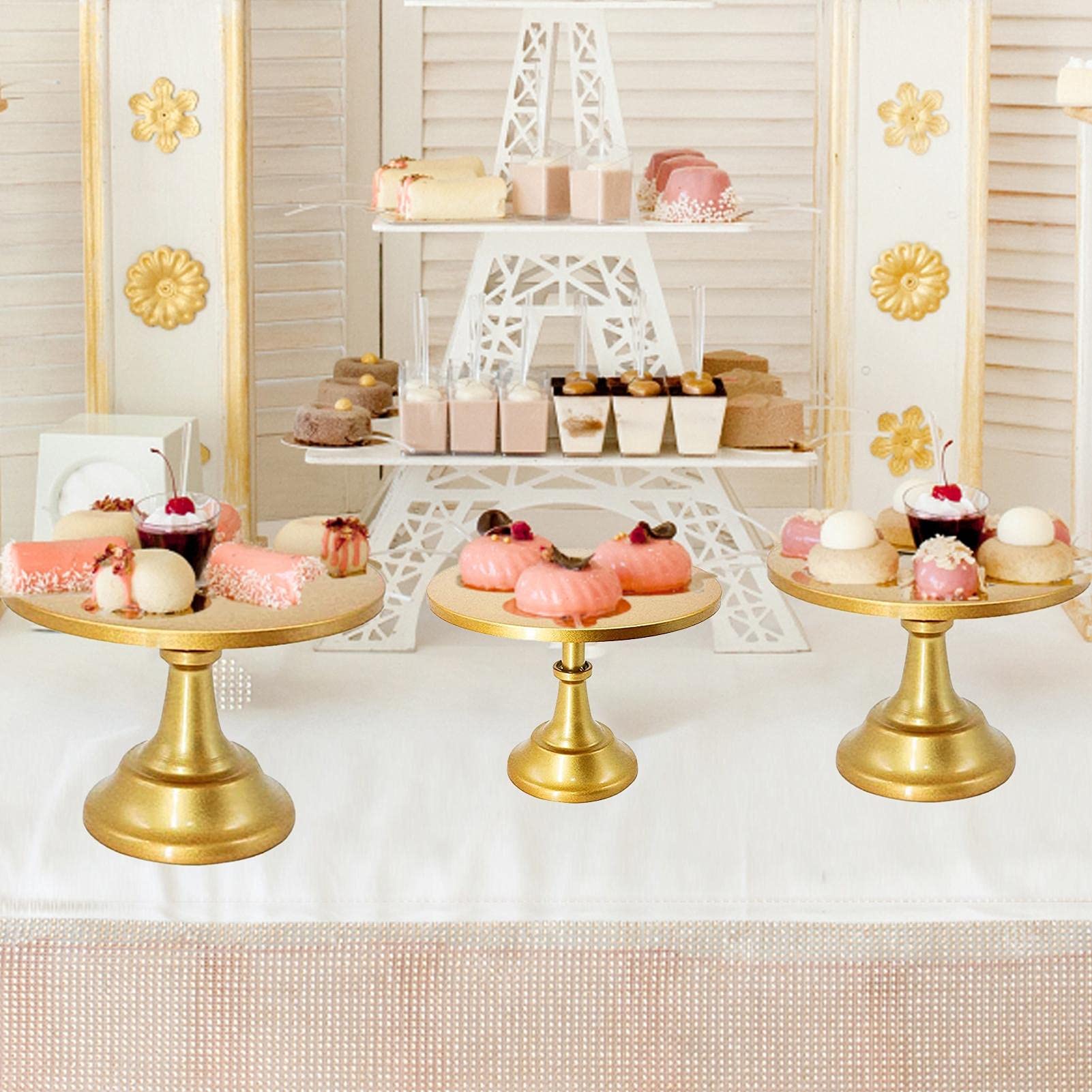 MEETOZ 7Pcs Cake Stand And Pastry Trays Metal Cupcake Holder Fruit Dessert Display Plate For Baby Shower Wedding Birthday Party Celebration - View #4