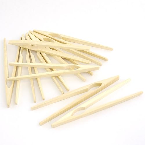 Vista 9 de BambooMN Pinzas reutilizables de bambú natural de 7.5 pulgadas, pinzas para tostadas, 3