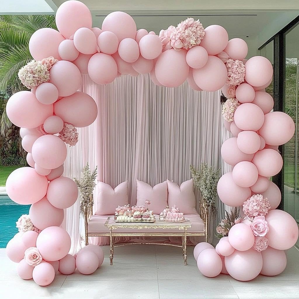 Green White Pink Balloon Garland Double Stuffed Balloon Garland Different Sizes 18In 12In 5In Sage Green Baby Pink Mauve Balloon Arch Kit For Baby Shower Gender Reveal Birthday Party Decorations