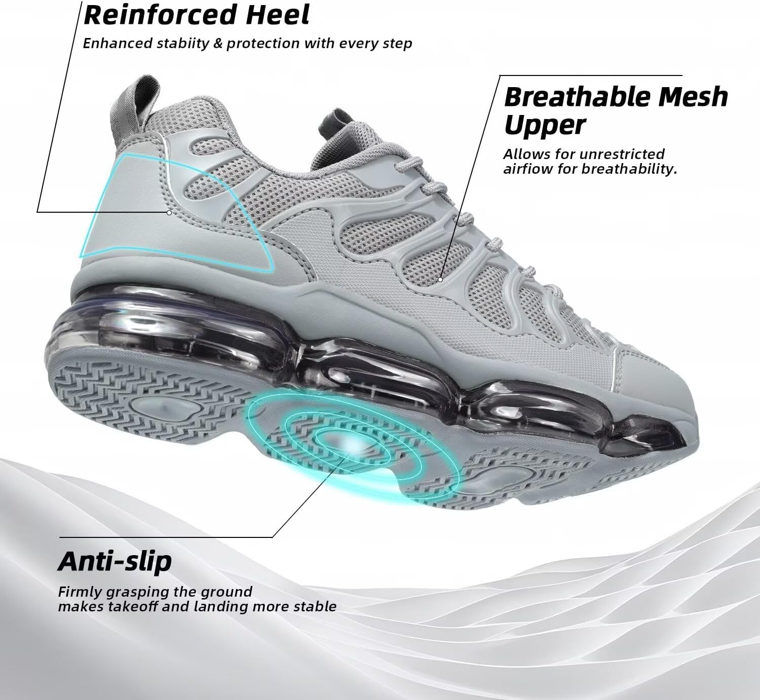 Mens Running Shoes Air Cushion Walking Tennis Sneakers Fashion Casual Non Slip Breathable Trail Sport Gym - Image 5