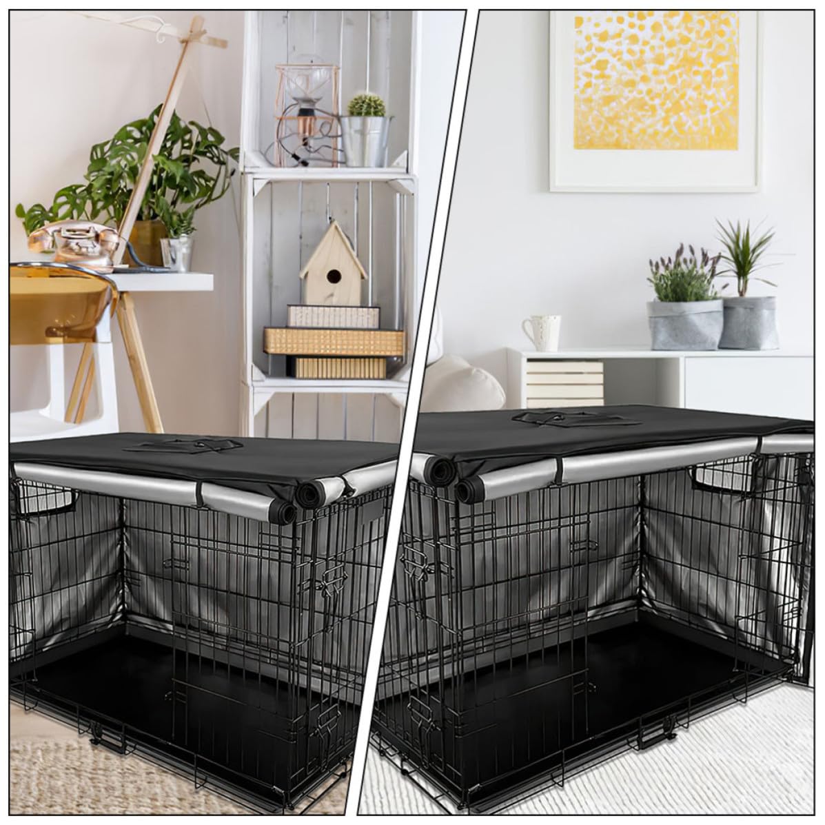 Copertura per Gabbia Cane Oxford Nero, Resistente al Vento e Facile da Montare e Smontare, Protezione Durevole per Kennel e Trasportini